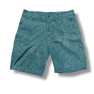 Lululemon Mens Shorts Size 30 Teal White Dot Pattern Athletic Golf Casual